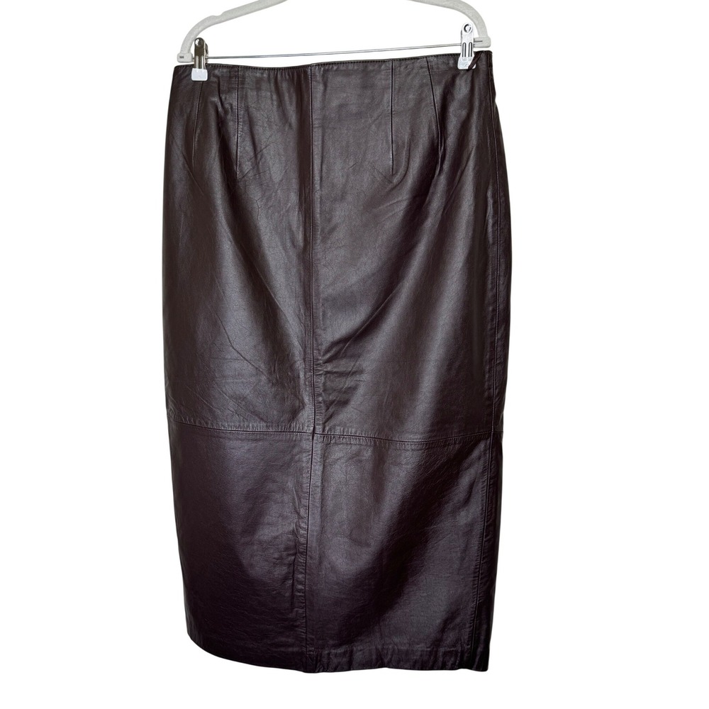 Vintage For You by Spiegel Brown Leather Midi Skirt Women 16